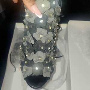 Elegant Floral Embellished Heels